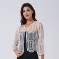 thumbnail image 4 of DPOIS Womens Long Sleeve Sequin Lace Shrug Scallop Hem Open Front Bolero Cardigan, 4 of 6