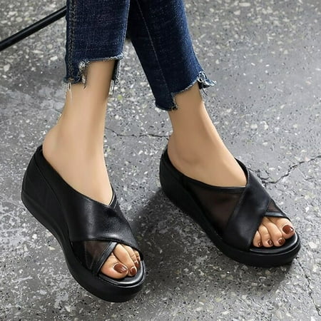 

Alueeu Women s sandals Fashion Women Summer Solid Color Comfortable Wedges Shoes Beach Peep Toe Breathable Sandals
