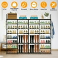 thumbnail image 6 of Moclever 8 Tiers 4 Rows Shoe Rack Organizer, Free Standing Metal Shoe Storage Shelf 56 Pairs of Shoe Tower Unit with 2 Hooks for Entryway Closet Bedroom, Black, 6 of 11