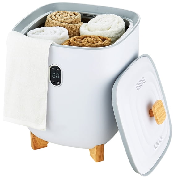 LANKANG 25L Towel Warmer Bucket 2 Heating Modes LED Display 20/40/60/90 Min Auto Shut Off Fragrance Holder for Towels Bathrobes Blankets White