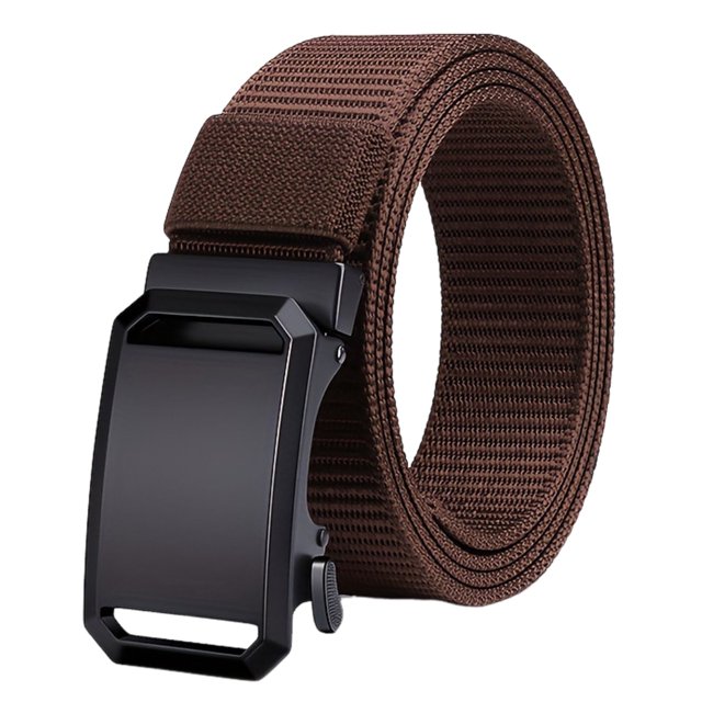 CSChome Men Work Belt Webbing Automatic Buckle Belt Adjustable Length Farmers Security Guard Waistband Holeless Outdoor Belt