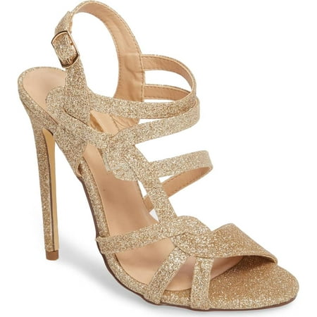 

Lauren Lorraine Gidget Strappy Glitter Sandal High Formal Open Toe Prom Pump (Gold Strappy Glitter 8)