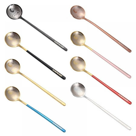 

8Pcs Coffee Spoons Stainless Steel Tea Spoons Round Dessert Spoons Long Handle Spoons for Hot Chocolate Ice Tea Latte Dessert Espresso