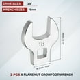 thumbnail image 2 of Uxcell 2 Pcs Drive Crowfoot Wrench 3/8 Inch 18mm Metric Flare Nut Wrench CR-V Steel Electroplating Open End Crowfoot Wrench for Automotive Repair Mechanics, Bright Silver, 2 of 7