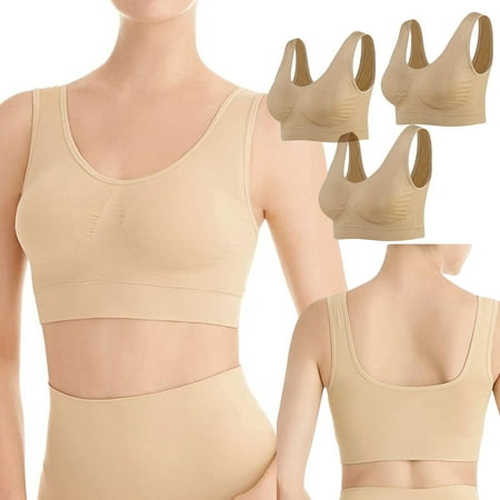 

DJKDJL 3-Pack Seamless Sports Bra Wirefree Yoga Bra with Removable Pads for Women