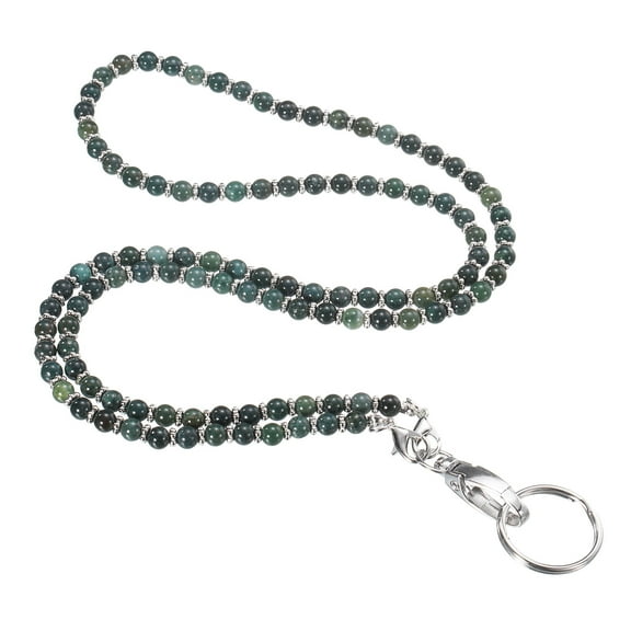 Uxcell 34.6" Teacher Lanyard ID Badge Lanyards with Clips for Women Beaded Lanyard Cute Teacher Gifts Chains Keychains, Green
