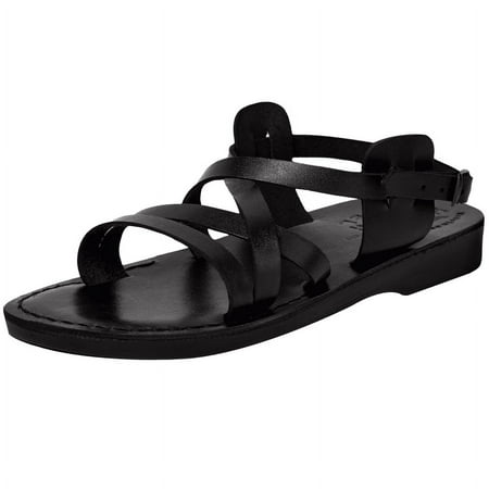 

Holy Land Market Men/Women Biblical Jesus Leather Sandals/Slides From Jerusalem (Black Style II) (35 M EU)