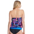 thumbnail image 2 of Women's Mazu Tropical Flora Draped Blouson Tankini Swim Top Color: Black Floral Size: 8, 2 of 5