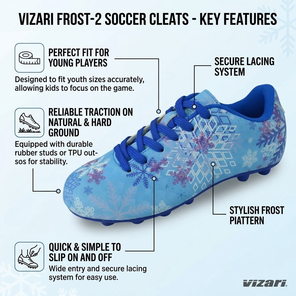 Vizari Frost Outdoor Firm Ground Soccer Cleats for Kids – Stylish and Comfortable Athletic Soccer Shoes for Boys and Girls - Blue/Purple, 10.5