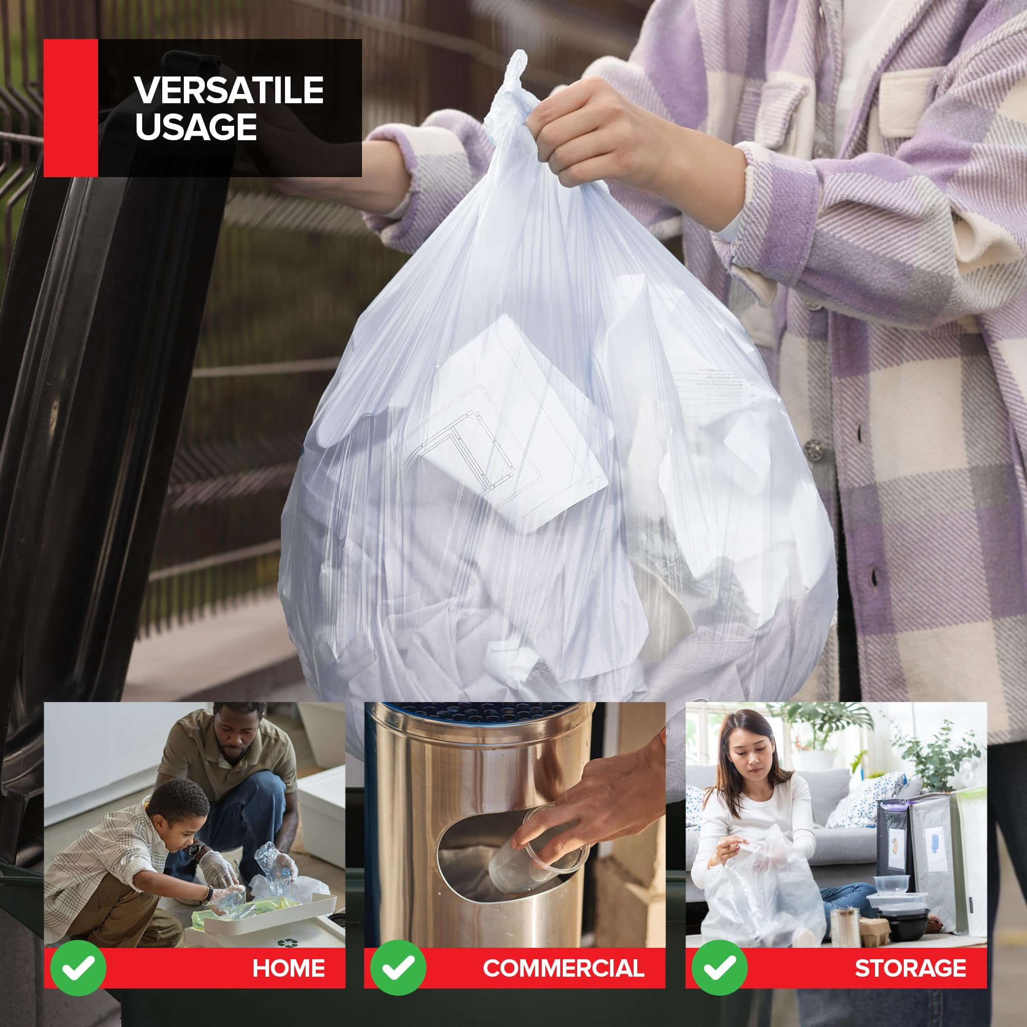 Stock Your Home Clear Trash Bags – 6-10 Gallon (1000 Pack) – Disposable Leak-Resistant Garbage Can Liners for Office, Bathroom, Deli, Produce, Dog Poop, Cat Litter