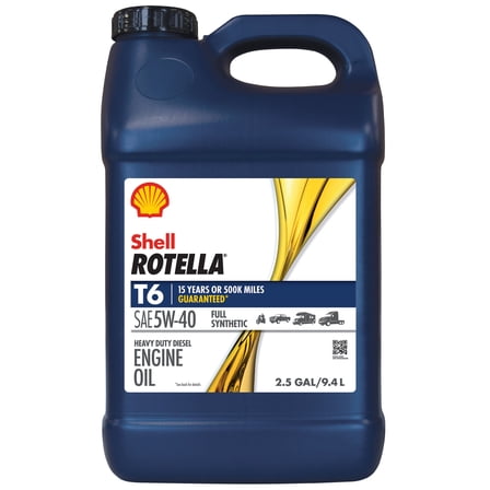 Shell Rotella T6 Full Synthetic 5W-40 Diesel Engine Oil, 2.5 Gallon