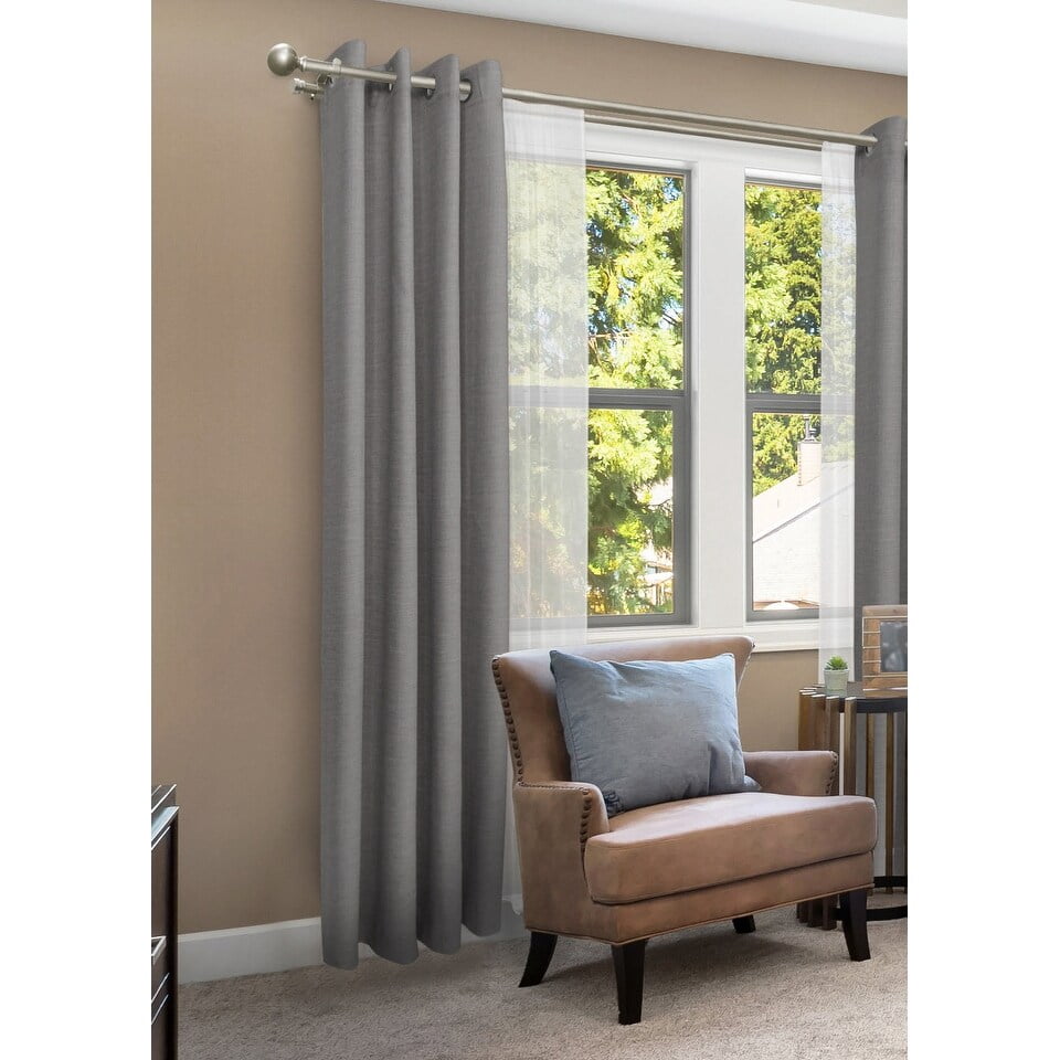 Lumi 3/4" Double Curtain Rod Oil Rubbed Bronze/ Silver- Ball finials 42" x 120" - Silver