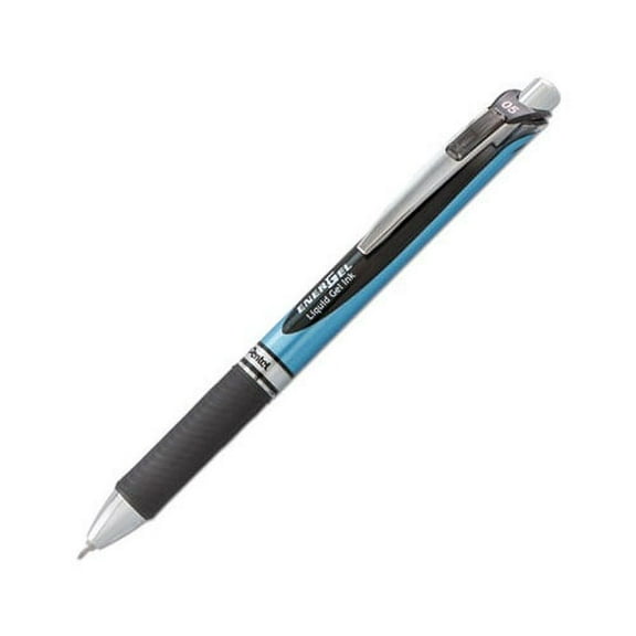 EnerGel RTX Retractable Gel Pen Fine 0.5mm, Black Ink, Silver/Black Barrel