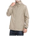 thumbnail image 2 of JUMESG Jackets for Men Men's Windbreaker with Lining Long Sleeves Waterproof Hoodie Jacket,Khaki L, 2 of 5