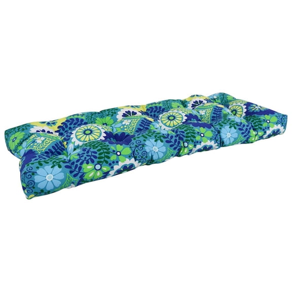 Blazing Needles 51-inch by 19-inch Tufted Patterned Outdoor Spun Polyester Loveseat Cushion