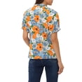 thumbnail image 3 of Allegra K Women's Floral Ruffled Short Sleeve Ruffle Neck Casual Blouses XL Blue Orange, 3 of 6