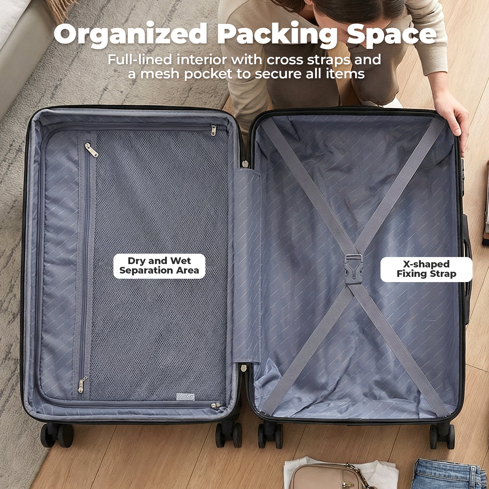 Alvantor Hardside Luggage with Spinner Wheels Expandable and TSA Lock Hard Shell Lightweight Roller Suitcase