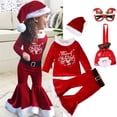 thumbnail image 2 of Christmas Costume Kids Newborn Clothes Sets Winter Fleece Tops+ Pants +Hats Baby Girls Clothes Santa Claus New Year Party Outfit, 2 of 5