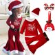 thumbnail image 2 of Christmas Costume Kids Newborn Clothes Sets Winter Fleece Tops+ Pants +Hats Baby Girls Clothes Santa Claus New Year Party Outfit, 2 of 5