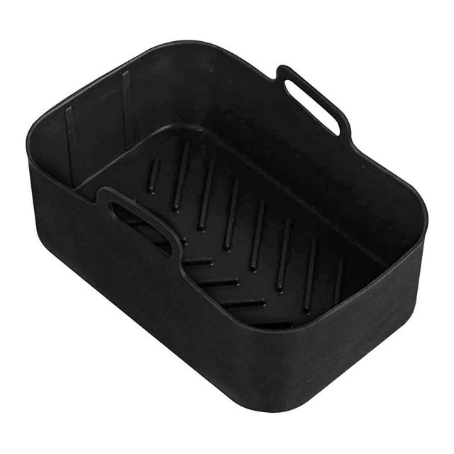 2 ollas para freidora de aire, utensilios de cocina para hornear de silicona para Ninja Dz201 Foodi 8qt (negro)