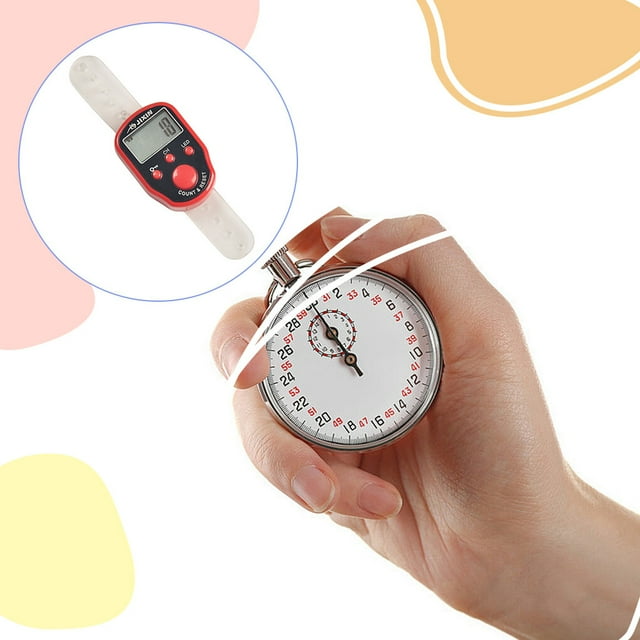 Mini Stitch Marker Row Fingertip Counter with LED Light LCD Electronic Digital Display Tally Timing for Golf Knitting Weave Red 4.5*3.5*1.2cm