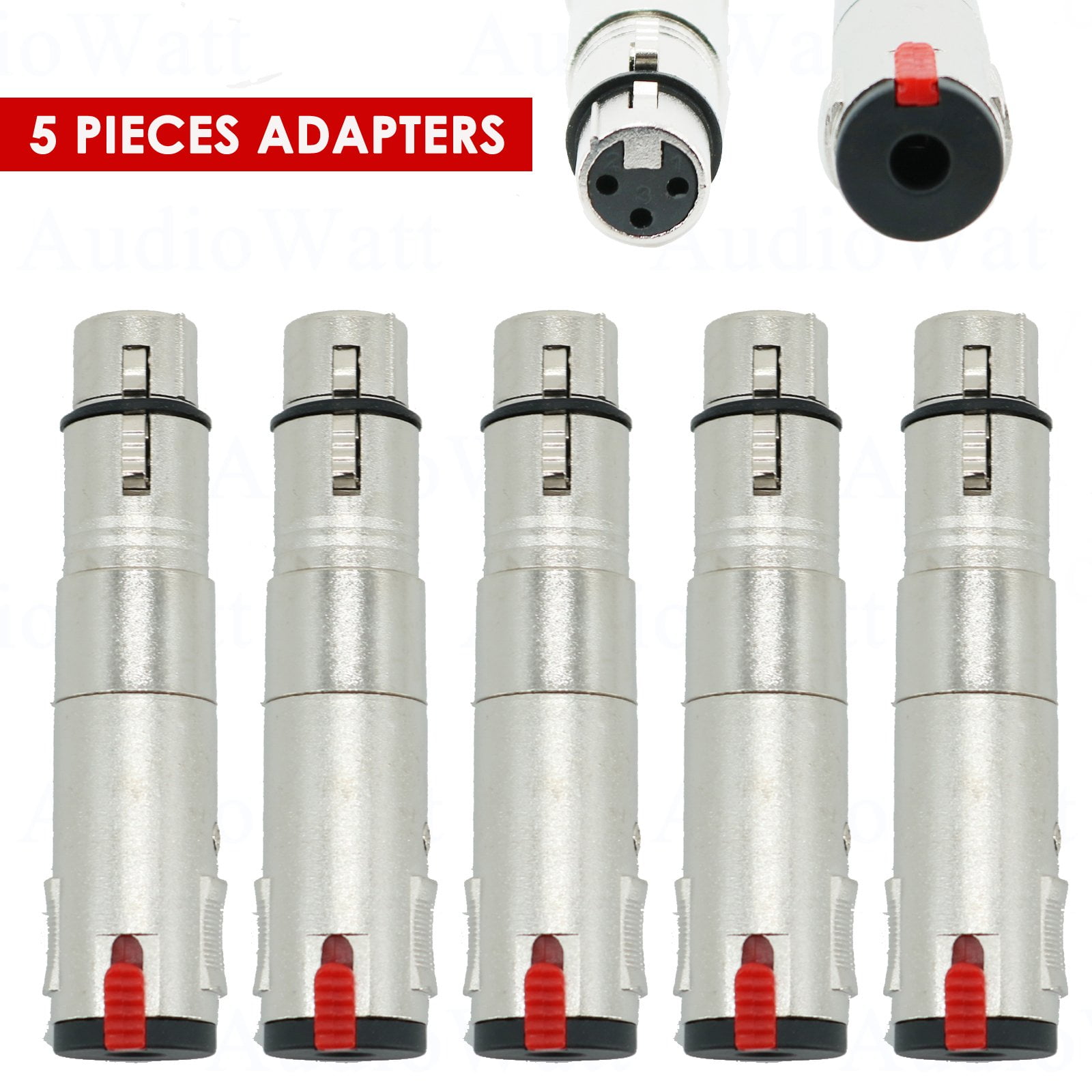 5x XLR 3Pin Female to 1/4" 6.35mm Female Locking DJ PA Audio Cable Mic