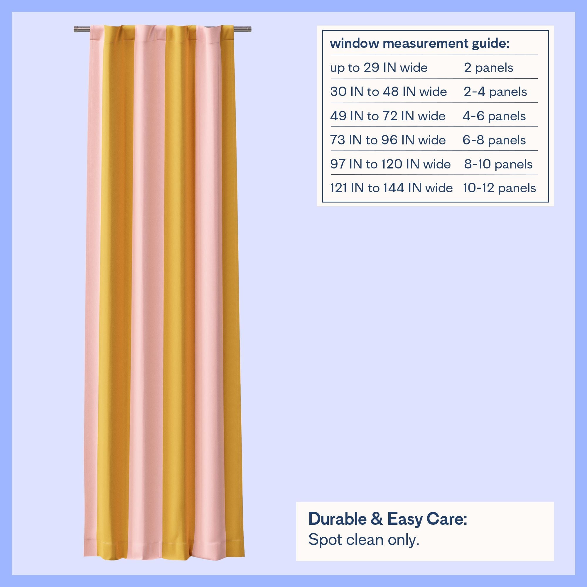 Mainstays Kids Cabana Stripe 100% Blackout Curtain Panel, Pink & Gold, 38 x 95 in