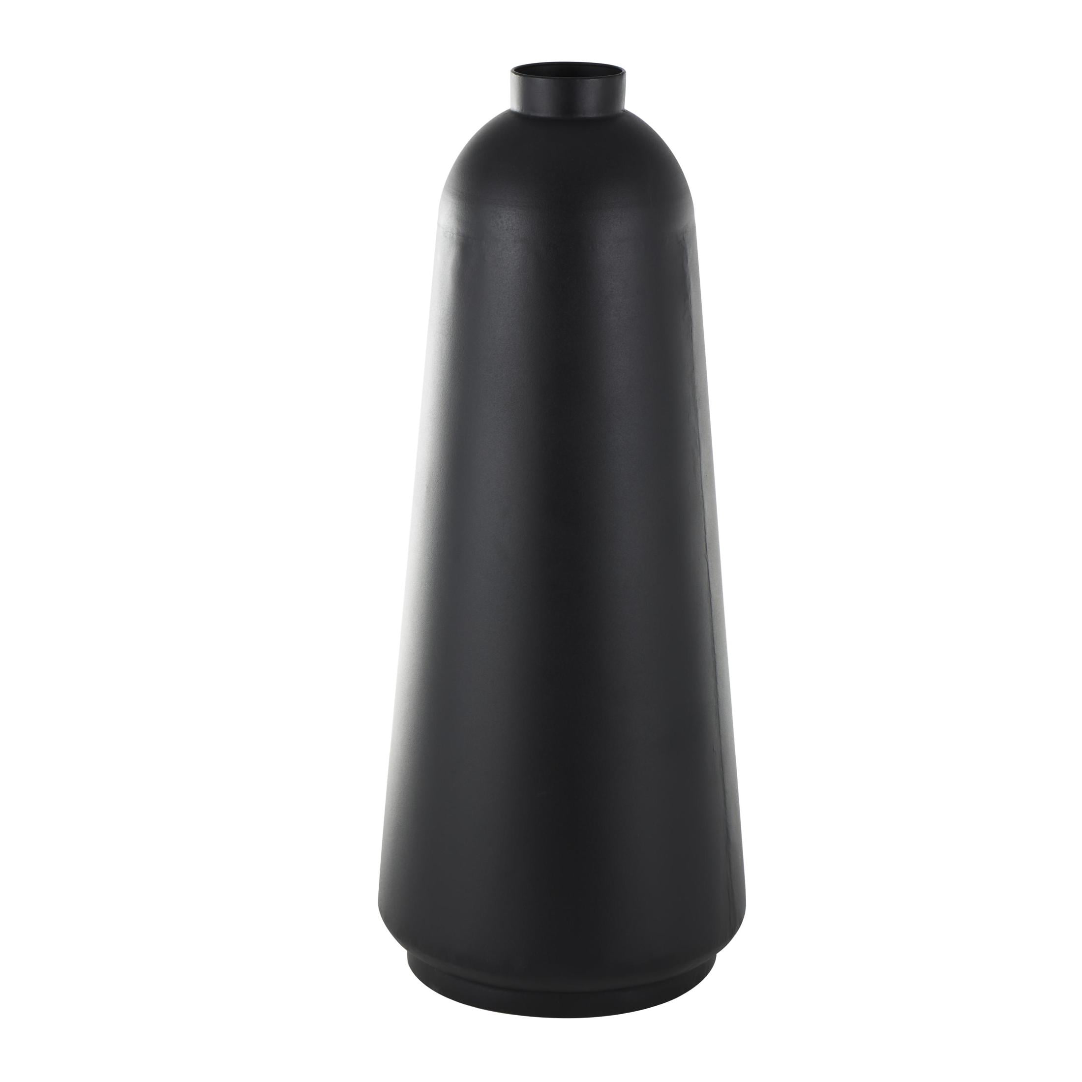 DecMode 37" Black Metal Vase with Narrow Opening