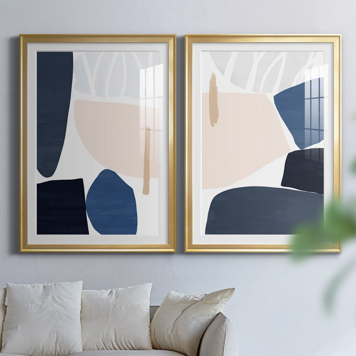 Wexford Home Denim and Sand I Premium Framed Print, 26.5" x 36.5" - Ready to Hang, Gold (Set of 2)