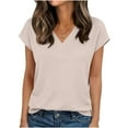 thumbnail image 2 of Summer T Shirts for Women Plus Size V Neck Short Sleeve Shirt Casual Solid Oversized Loose Fits Slim Comfy Tee Shirt Top, 2 of 8