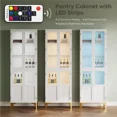 thumbnail image 4 of Bestier Pantry Cabinet with Glass Door, LED Light, Kitchen China Cabinet with Adjustable Shelf, Display Bookcase for Living Room Dining Room Storage, 4 of 9