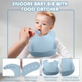 thumbnail image 4 of Lumikrypt 9 Pcs Silicone Baby Feeding Set, Baby Led Weaning Utensils, Baby Suction Bowl, Plates, Bib, Spoons Set, Sippy Cup with Straw, Baby Self Feeding Supplies Set(Grey blue), 4 of 7