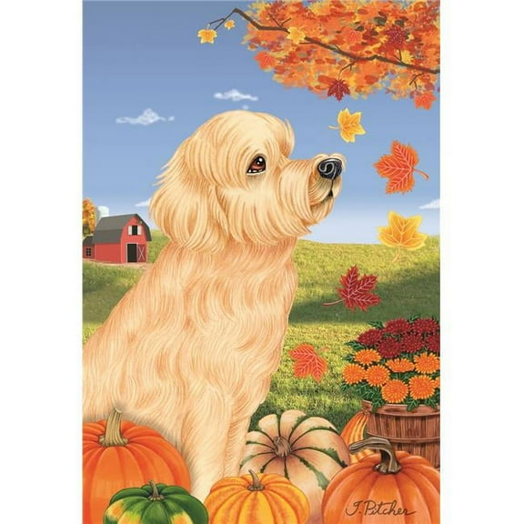 Best of Breed TP67268 Goldendoodle Blonde Autumn Leaves House Flag