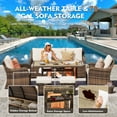 thumbnail image 5 of MEISSALIVVE 6 Pieces Outdoor Patio Furniture Set, Wicker  Sectional Furniture Set with 2 Single Chair and Sofa, 2 Ottomans and Dining Table (Beige), 5 of 7