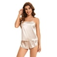 thumbnail image 7 of Finvizo Women Silk Satin Pajamas Set: 2 Piece Sexy Silk Pjs Cami Shorts Set Sleepwear Satin Lingerie Shorts Sets Nightwear Sexy Silky Camisole Pjs Set for Woman, Champagne XL, 7 of 7