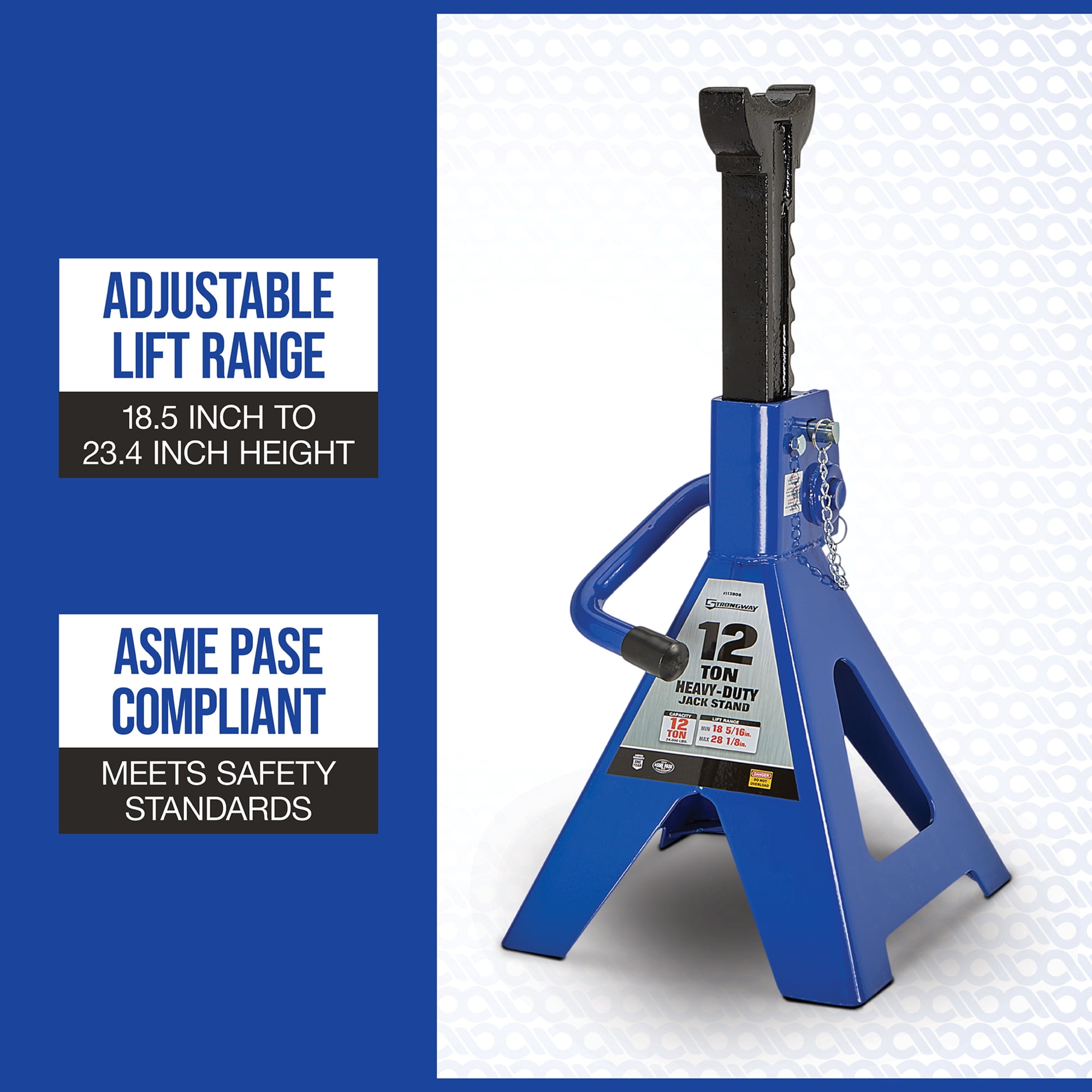Strongway Double-Locking Jack Stands, Pair, 24,000-Lb. Capacity, 18in.–30in. Lift Range