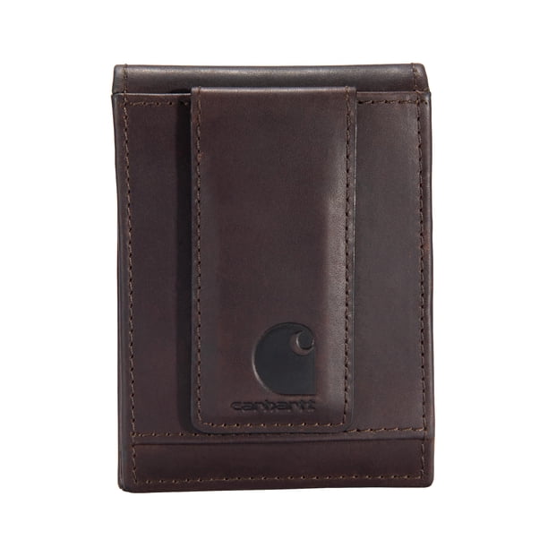 Cartera Carhartt de cuero estándar, simple, retro, marrón oscuro, para hombre