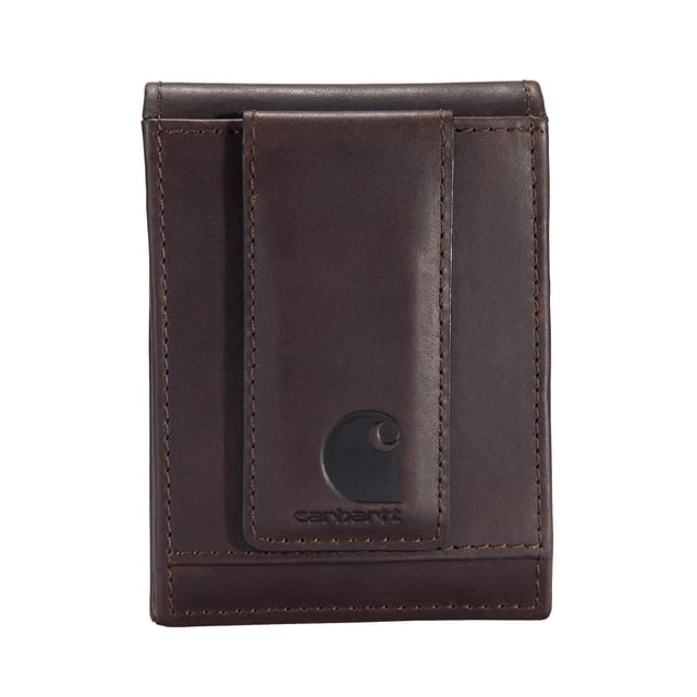 Cartera Carhartt de cuero estándar, simple, retro, marrón oscuro, para hombre