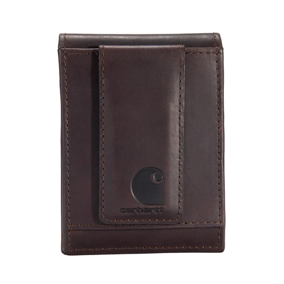 Cartera Carhartt de cuero estándar, simple, retro, marrón oscuro, para hombre