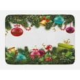 thumbnail image 1 of Christmas Bath Mat, Snowy Winter Xmas Time Happy New Year Greeting Presents Bells Leaves Garland, Plush Bathroom Decor Mat with Non Slip Backing, 29.5" X 17.5", Multicolor, by Ambesonne, 1 of 2