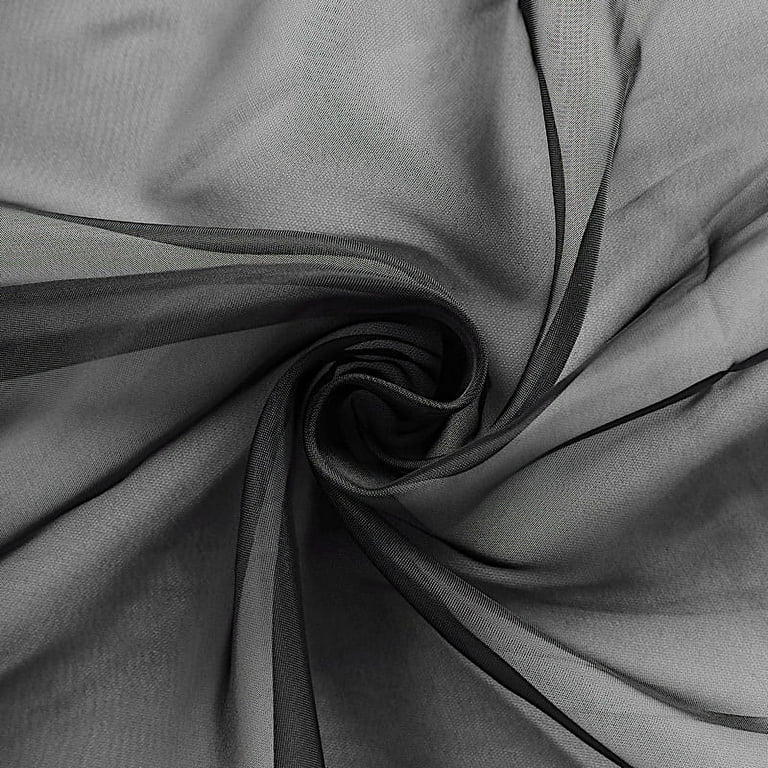 Silk Satin Chiffon - Black - Gala Fabrics