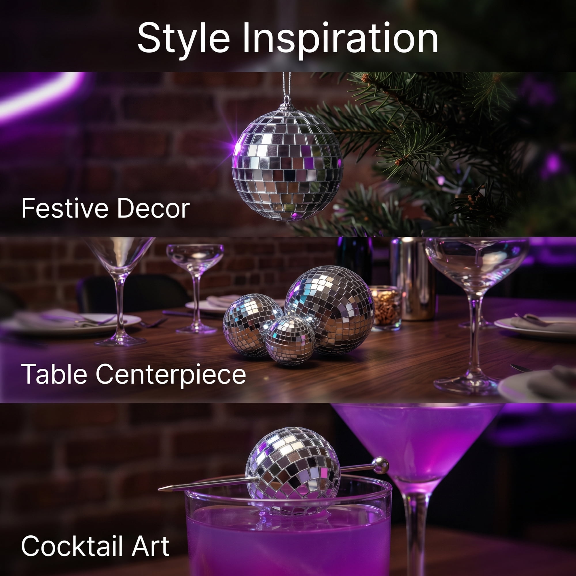 Unique Bargains 10Pcs Mirror Disco Balls for Hanging Sphere Orbs Silver 1.2"x1.2"x1.2"