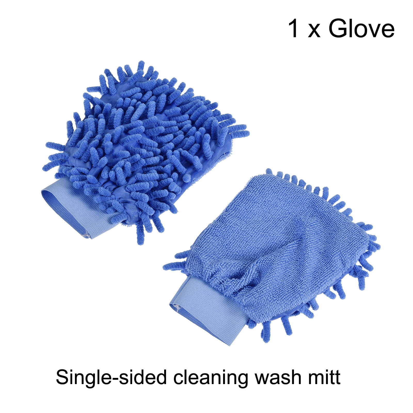 Unique Bargains Microfiber Chenille Mitts Reusable Cleaning Gloves Wash Sponge for Home Blue