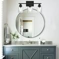 thumbnail image 4 of 3 Light Bathroom Vanity Light Black, Bathroom Lighting Fixtures Over Mirror with Clear Glass Shades, Farmhouse Vanity Lights Modern Wall Sconces Light Fixtures for Bedroom Living Room, 4 of 9