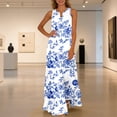 thumbnail image 2 of Makaor Floral Dresses for Women Plus Size Shift Maxi Dresses Sleeveless V Neck Lounge Dress Multicolor 5XL, 2 of 8
