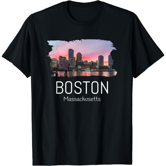 Boston Skyline Gift Cool Souvenir Boston Massachusetts T-Shirt