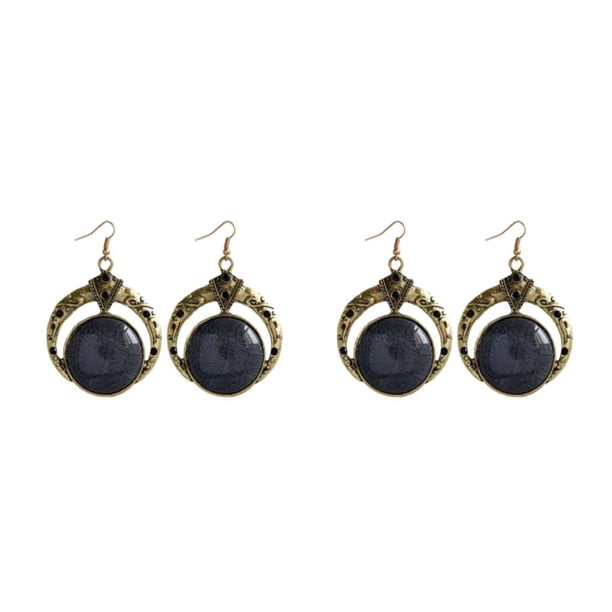Qarigey Collar con colgante de piedra de cristal hecho a mano para mujer, collar de estilo bohemio, regalo para mujer, duradero E055-Negro E055-Negro 2Conjunto