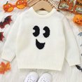 thumbnail image 6 of Odeerbi Toddler Boys Girls Halloween Sweater Cute Winter Thermal Knit Crewneck Sweater Infant Halloween Cute Sweater Baby Knitted Tops Toddler Clothes White, 6 of 7