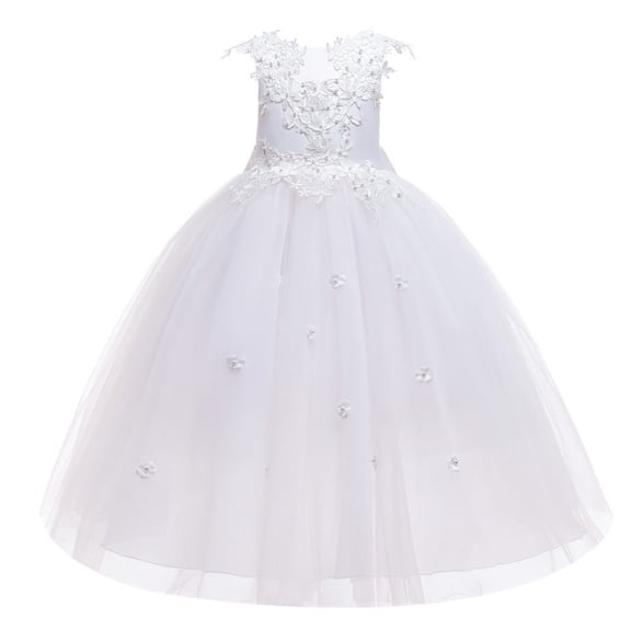 EnJoCho Children's Formal Dress Flower Girl Dress Applique Tulle Dresses Wedding Guest Communio𝗇 Birthday Par𝗍y Pageant Baptism Princess Gown