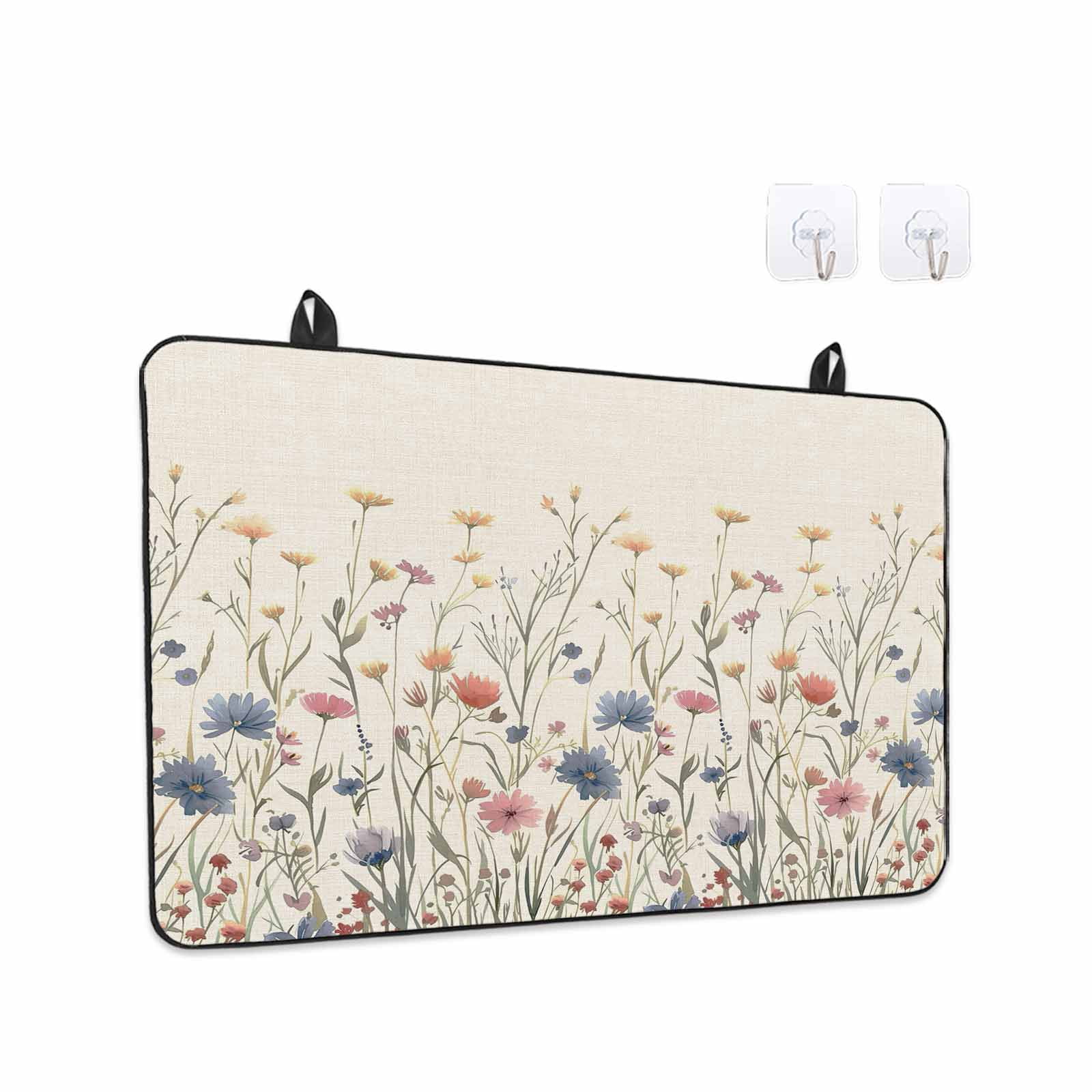Spring Floral Stove Top Cover for Electric Stove, Heat-proof & Non Slip Glass Top Stove Cover Protector, Watercolor Rustic Summer Botanical Kitchen Flat Cooktop Rubber Mat 24x21 Inches